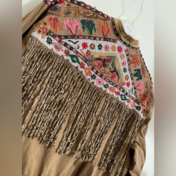 Zara Boho Tribal Beaded Fringe Shirt /Jacket - Picture 10 of 16